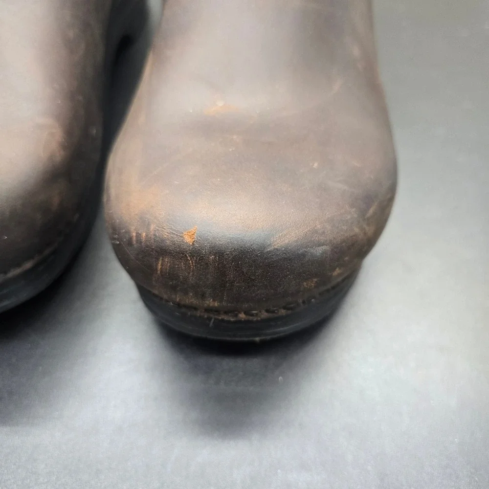 Dansko Professional Mens 46 Wide Antique Brown Oiled Leather Clogs Work Shoes